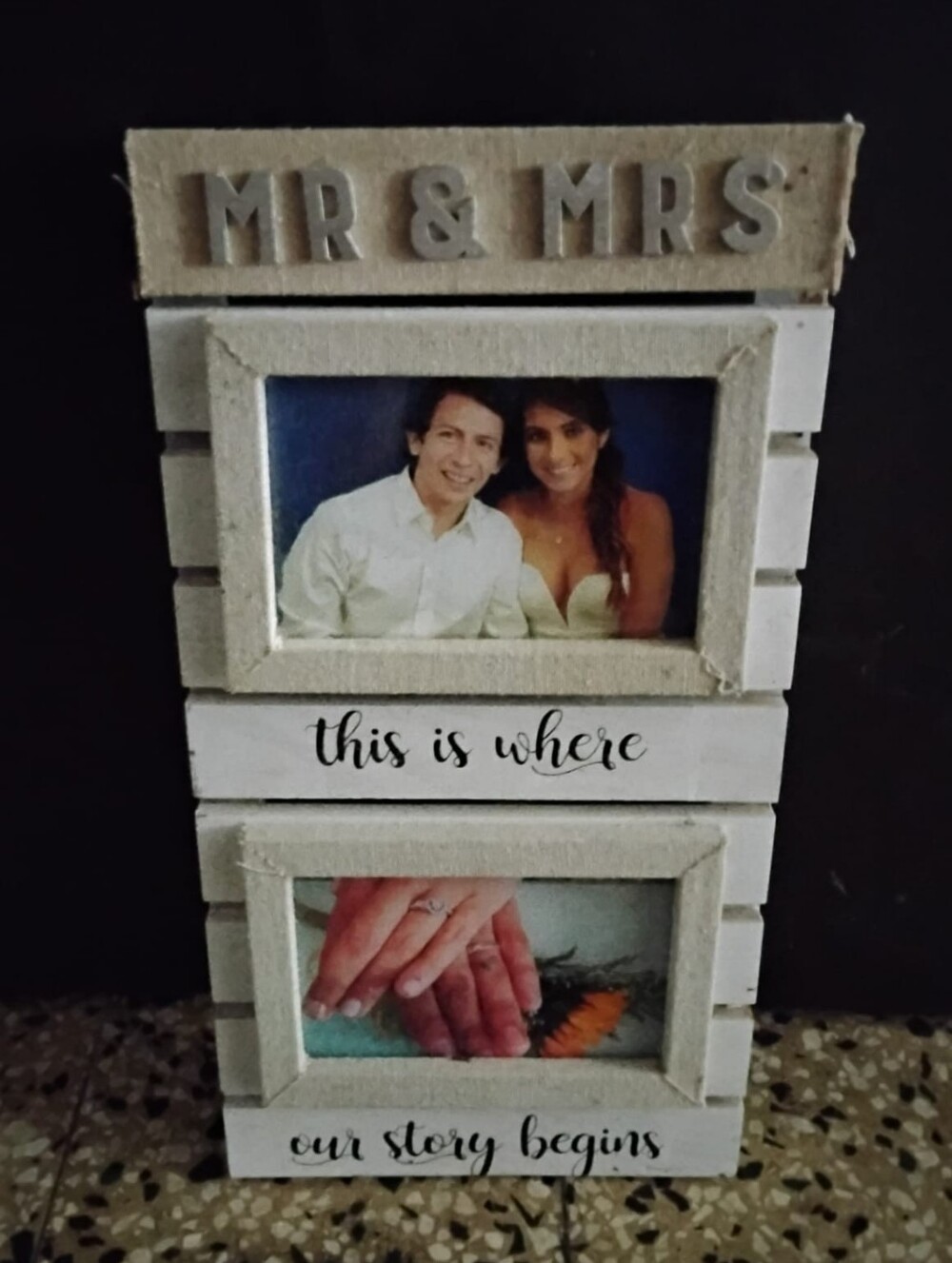 Mr & Mrs White Wood Photo Frame - This Is Where Our Story Begins